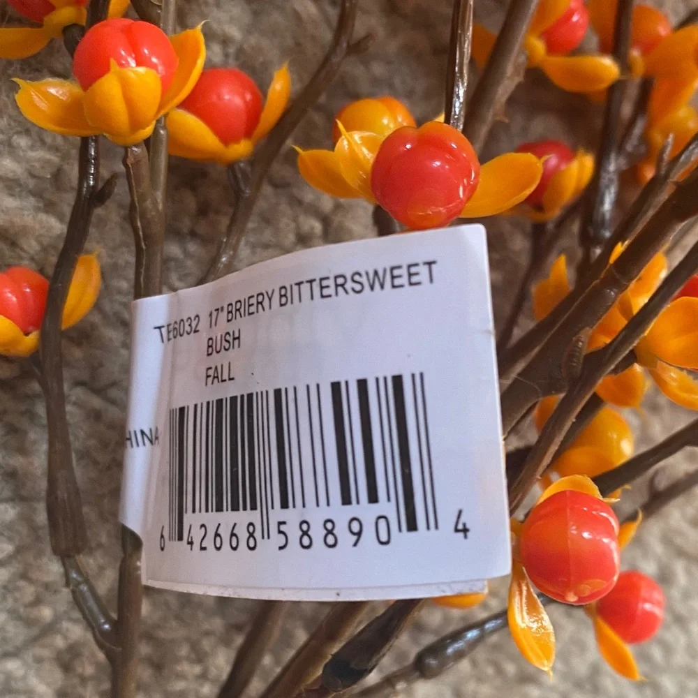 Orange and Red Bittersweet Faux Floral Branch